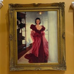 Elegant Framed Portrait with Red Dress